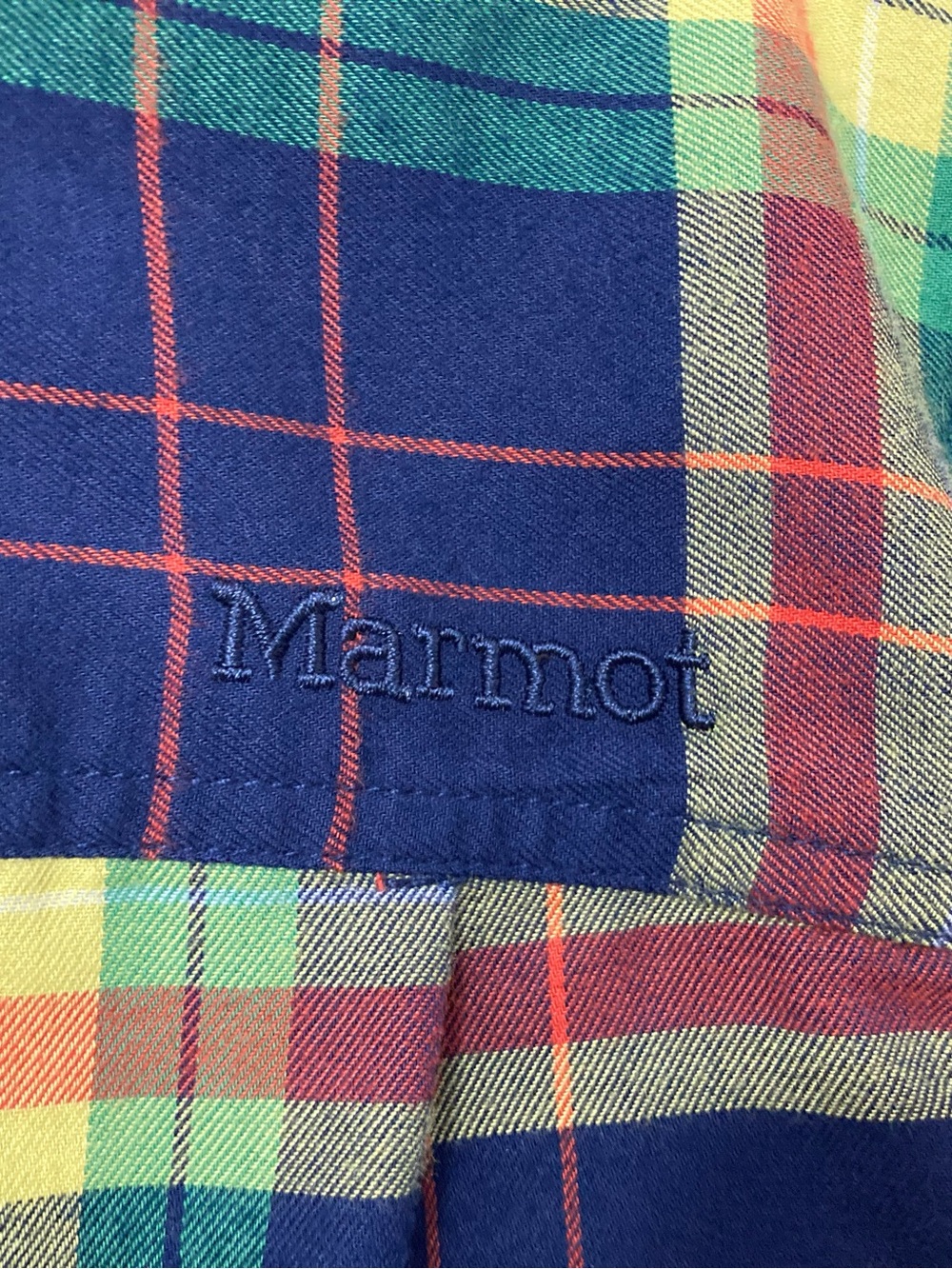 Marmot Men's Navy, Green, & Yellow Plaid Flannel Shirt - Picture 6 of 6